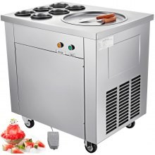 VEVOR Máquina de crema de yogur frito de 740 W de diámetro para hacer rollos de hielo maquina de helados ideal para bares cafet