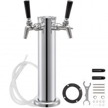 VEVOR Torre de cerveza Torre Kegerator Doble grifo de latón ajustable Torre de cerveza de barril