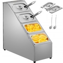 Estante para especias VEVOR, cuatro filas, soporte organizador de acero inoxidable con cuatro sartenes de 1/9 y cuatro cucharon