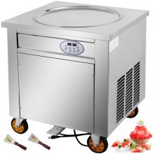 VEVOR Máquina de Helados Fritos Máquina para Hacer Rollos de Helado 1 Sartén 6 Cubos Control Temperatura Inteligente