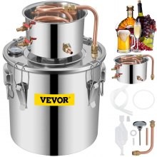 VEVOR Destilar alcoho Destilador Vino 12L Aceite Agua Termómetro Acero Inoxidable Casa