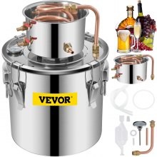 VEVOR Still Destilador de de acero inoxidable de 5 galones tubo de cobre kit de preparación para el hogar termómetro integrado