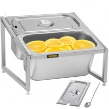 VEVOR Especiero extensible, 13.8"-23.6" ajustable, estante organizador de acero inoxidable de 2 niveles con 2 1/3 sartenes y 2