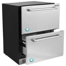 VEVOR Refrigerador debajo del mostrador de 24 pulgadas, refrigerador de bebidas incorporado de 2 cajones con panel táctil, capa