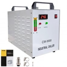 Enfriador de agua VEVOR CW-3000 Enfriador industrial 9L Tipo de termólisis Enfriador de agua 50W / ℃, 3.17gpm 0.9A Enfriador de