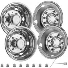 VEVOR Pulido 19.5" 10 Lug Wheel Simuladores Kit de pernos de acero inoxidable Kit de tapacubos para Ford F450/F550 2WD 2005-202
