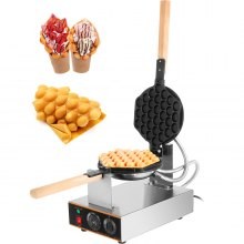 VEVOR Maquina Gofres para Hacer Gofre Gofrera Máquina de Gofre de Acero Inoxidable para Hacer Bubble Waffles Girario 180 Grado
