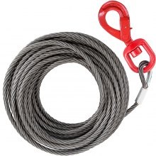 Cable de cabrestante de acero galvanizado VEVOR, 3/8" x 100' - Cuerda de alambre con gancho, resistencia a la rotura de 8800 li