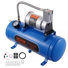 Compresor de aire VEVOR de 12 V con tanque de 1,6 galones/6 L, compresor de aire de bocina de tren, sistema de compresor de air