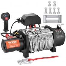 Cabrestante eléctrico VEVOR, cabrestante de cuerda de acero con capacidad de carga de 12 V y 18 000 lb, cabrestante IP67 de 7/1