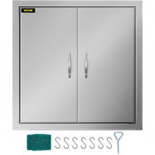 VEVOR Puerta de La Cocina Al Aire Libre Puerta de BBQ Doble 24 Pulgadas Acero Inoxidable 304 Perfecto para Cocinas Al Aire Libr