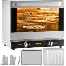 VEVOR Horno de convección Horno eléctrico Tostador horno para encimera tostador comercial panadero acero inoxidable 60 cuartos
